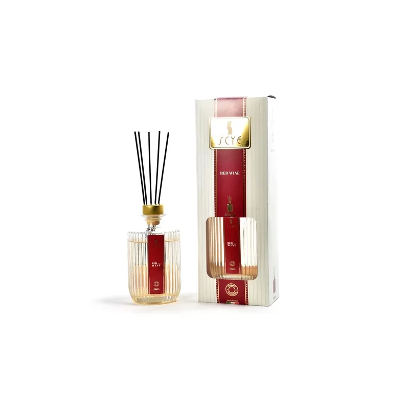 SCYE Diffusore di Essenza 500ml Vino Rosso con Bacchetti in Cotone SCYE Diffusore di Essenza 500ml Vino Rosso con Bacchetti in Cotone