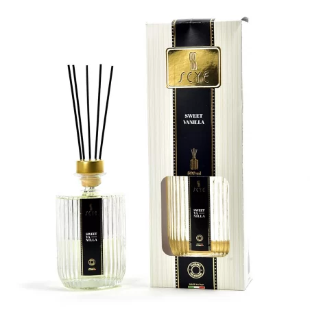 DIFFUSORE DI ESSENZA 500ML VANILLA SWEET CON BACCHETTI IN COTONE IN SCATOLA REGALO