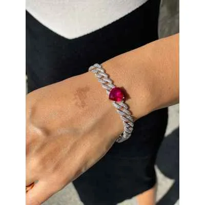 Bracciale in Argento 925 con Pietra a Forma di Cuore | My Beauty Self