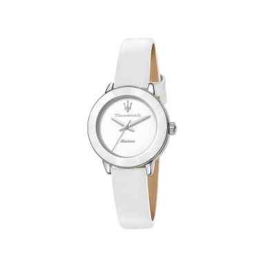 Maserati Mujer reloj de cuero solar éxito blanco