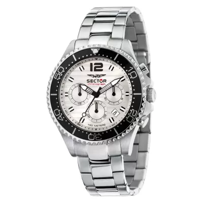 SECTOR Herren-Armbanduhr 230 Chronograph Stahl weiß limitiert R3273661046