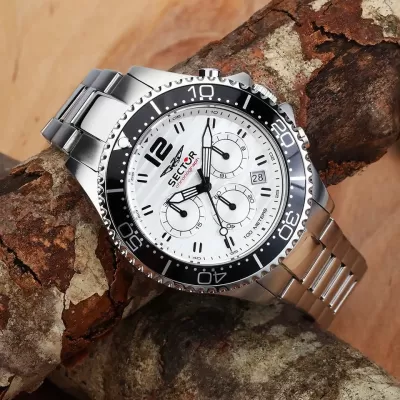 SECTOR Herren-Armbanduhr 230 Chronograph Stahl weiß limitiert R3273661046