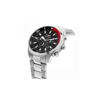 SECTOR Men's Watch Oversize Chronograph Black/Red Steel