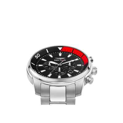 SECTOR Herrenuhr Oversize Chronograph Schwarz/Rot Stahl