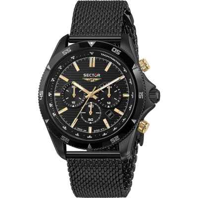 Herrenuhr SECTOR 650 R3273631005 Chrono Armband Stahl Mesh Schwarz