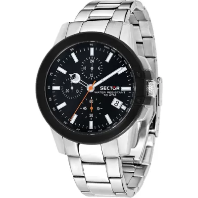 Montre homme SECTOR 480 Chronographe en acier inoxydable avec verre saphir WR100 noir