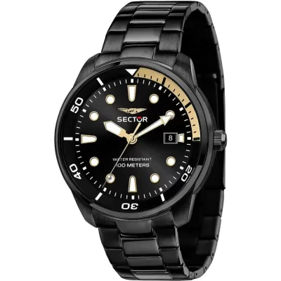 Regardez SECTOR Man OVERSIZE R3253102027 Bracelet Black Steel Sub 100mt