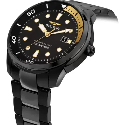 Regardez SECTOR Man OVERSIZE R3253102027 Bracelet Black Steel Sub 100mt