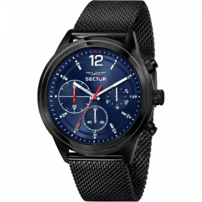 Hombres reloj SECTOR 670 R3253540008 Multifunción de la malla de acero negro azul
