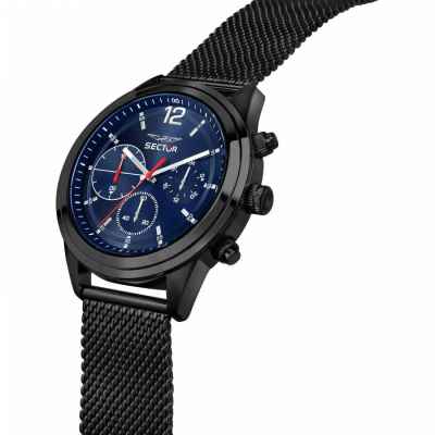 Herrenuhr SECTOR 670 R3253540008 Multifunktion Stahl Mesh Schwarz Blau