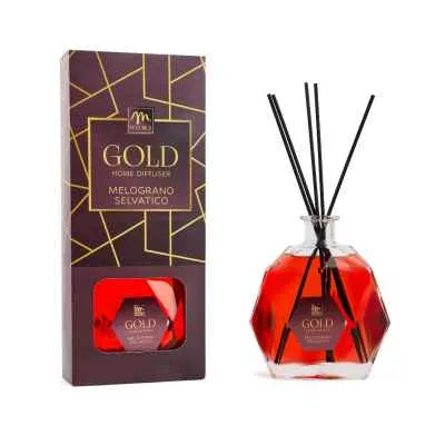 Mercury Diffusore di Fragranza Gold Melograno Selvatico 700 ml con Bacchetti in Fibra