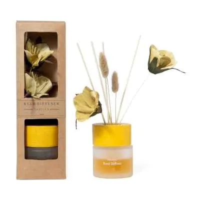 Profumo Ambiente Vaniglia 100 ml con Diffusore a Bastoncini e Fiore Decorativo