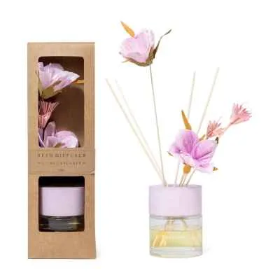 Profumo Ambiente Lavanda 100 ml con Diffusore a Bastoncini e Fiori Decorativi