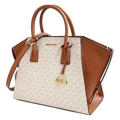 Michael Kors Avril Large Satchel Logo Vanilla