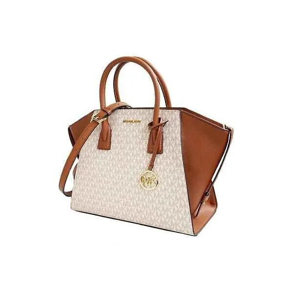 Michael Kors Avril Large Satchel Logo Vanilla