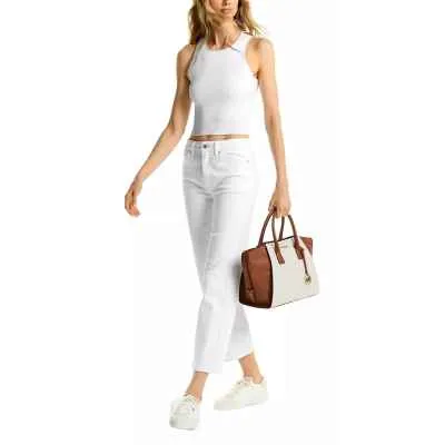 Michael Kors Avril Large Satchel Logo Vanilla
