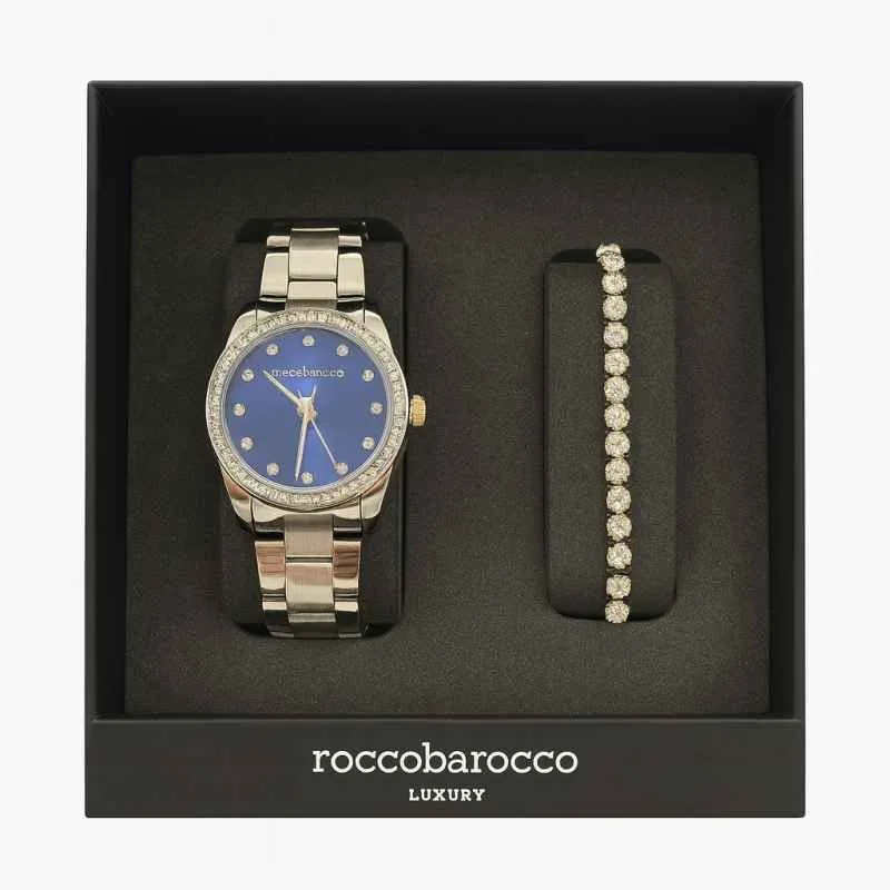 Set Orologio & Bracciale Roccobarocco Blue Silver Set Orologio & Bracciale Roccobarocco Blue Silver