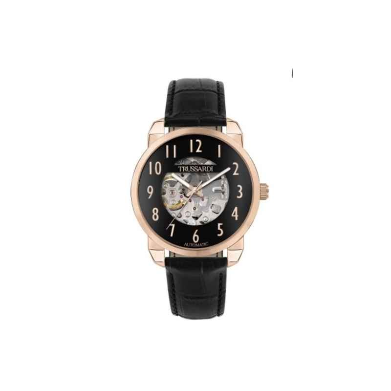 Trussardi T-City – Orologio Uomo Automatico Pelle Nero/Oro Rosa Trussardi T-City – Orologio Uomo Automatico Pelle Nero/Oro Rosa
