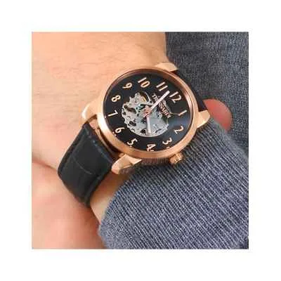 Trussardi T-City – Orologio Uomo Automatico Pelle Nero/Oro Rosa Trussardi T-City – Orologio Uomo Automatico Pelle Nero/Oro Rosa