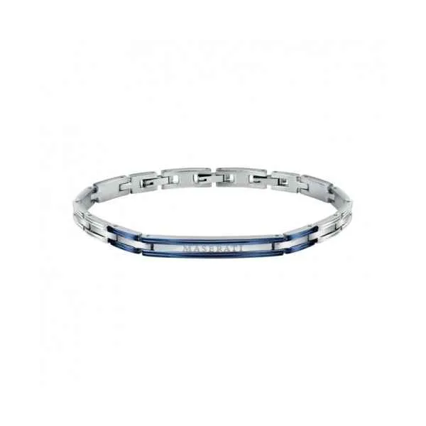 Bracciale Uomo Maserati in Acciaio e Dettagli Blu