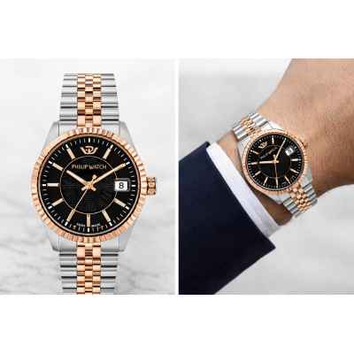 Orologio Uomo Philip Watch Caribe Solo Tempo Bicolore Quadrante Nero R8253597093 Orologio Uomo Philip Watch Caribe Solo Tempo Bicolore Quadrante Nero R8253597093