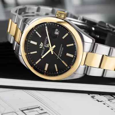 Orologio Uomo Philip Watch Caribe Solo Tempo Bicolore Quadrante Nero R8253597093 Orologio Uomo Philip Watch Caribe Solo Tempo Bicolore Quadrante Nero R8253597093