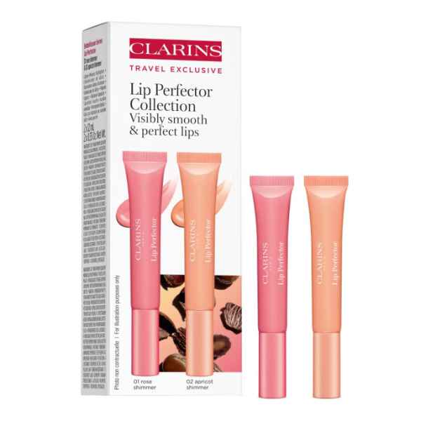 Clarins Lip Perfector Set 01 Rose Shimmer 12ml + 02 Apricot Shimmer 12ml