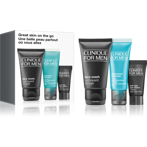 Clinique For Men Skincare Set Face Wash 30ml + Anti-Age Cream 7ml + Hydrator 15ml