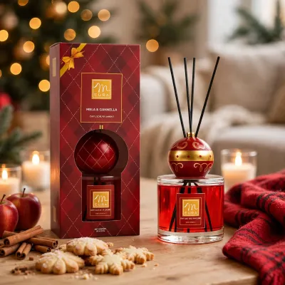 CHRISTMAS PURE Lola Difusor de Esencias Manzana y Canela 500ml con Varitas de Algodón en Caja de Regalo 🍎✨