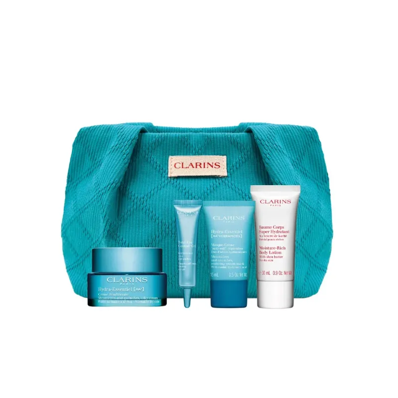 Clarins Healthy Skin Set Cleansing Gel + Moisturizer + Sleep Mask + Eye De-Puffer + Beauty Mist Clarins Healthy Skin Set Cleansing Gel + Moisturizer + Sleep Mask + Eye De-Puffer + Beauty Mist