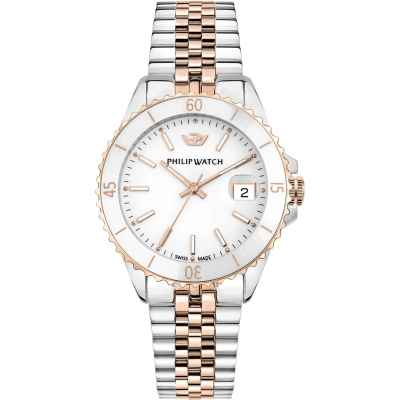 Philip Watch Caribe Diving R8253597637 Quarzo Donna 35mm Bicolore Oro Rosa