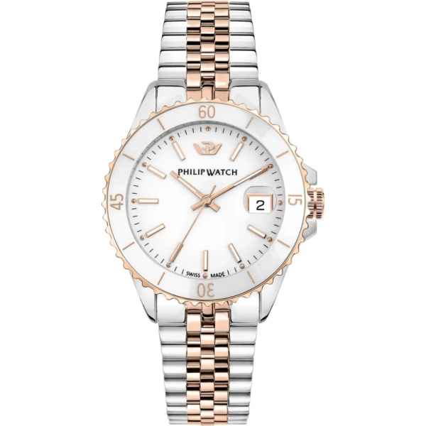 Philip Watch Caribe Diving R8253597637 Quarzo Donna 35mm Bicolore Oro Rosa