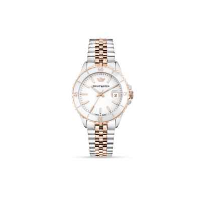 Philip Watch Caribe Diving R8253597637 Quarzo Donna 35mm Bicolore Oro Rosa