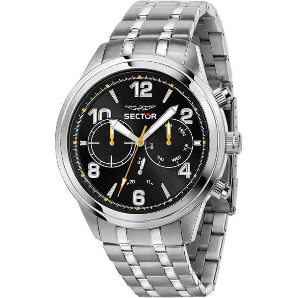 Orologio Uomo Sector 670 Multifunzione in Acciaio con Quadrante Sunray Nero