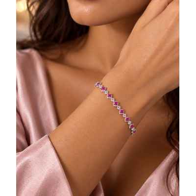Bracciale Donna in Argento 925 con Fiori Rosa Fucsia – Eleganza e Luminosità