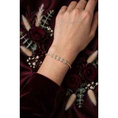 Bracciale Tennis Donna con 5 Tondi in Argento 925 Dorato – 17-19 cm