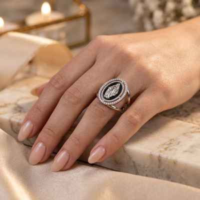 Anello Donna Madonnina Girevole in Argento 925 con Zirconi – Regolabile