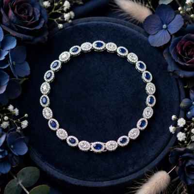 Bracciale Donna Ovale Magic in Argento 925 con Pietre Blu e Bianche
