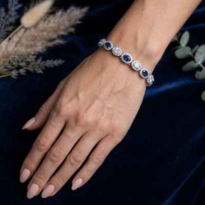 Bracciale Donna Ovale Magic in Argento 925 con Pietre Blu e Bianche Bracciale Donna Ovale Magic in Argento 925 con Pietre Blu e Bianche