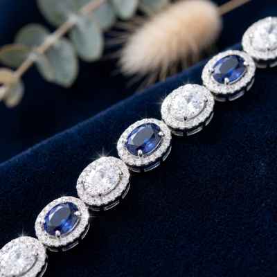 Bracciale Donna Ovale Magic in Argento 925 con Pietre Blu e Bianche Bracciale Donna Ovale Magic in Argento 925 con Pietre Blu e Bianche