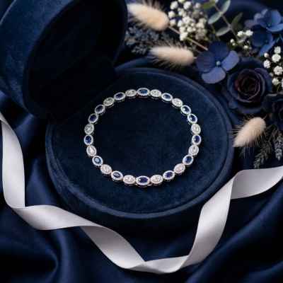 Bracciale Donna Ovale Magic in Argento 925 con Pietre Blu e Bianche Bracciale Donna Ovale Magic in Argento 925 con Pietre Blu e Bianche