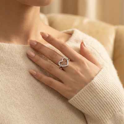 Anello Donna Cuore in Argento 925 con Zirconi