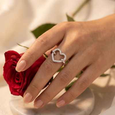 Anello Donna Cuore Regolabile in Argento 925 con Zirconi Anello Donna Cuore Regolabile in Argento 925 con Zirconi