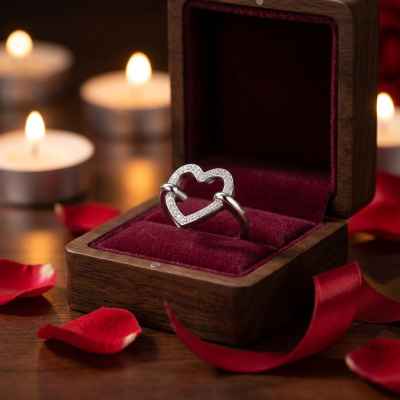 Anello Donna Cuore Regolabile in Argento 925 con Zirconi Anello Donna Cuore Regolabile in Argento 925 con Zirconi