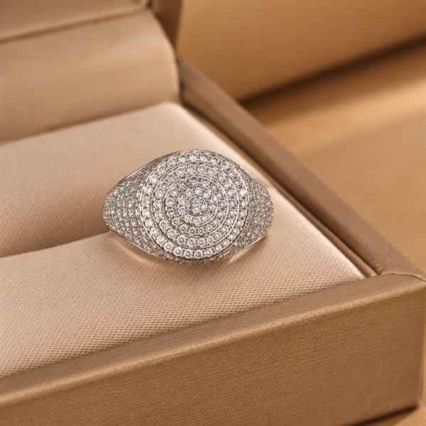 Anello Chevalier Tondo Regolabile in Argento 925 con Zirconi