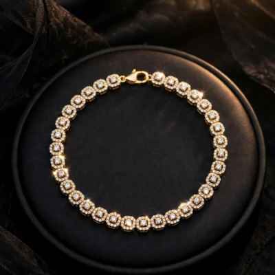 Bracciale Donna Magic Quadro in Argento 925 Dorato con Zirconi