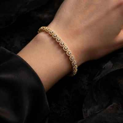 Bracciale Donna Magic Quadro in Argento 925 Dorato con Zirconi