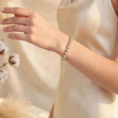 Bracciale Donna Fiore Magic 17 cm in Argento 925 Dorato con Zirconi