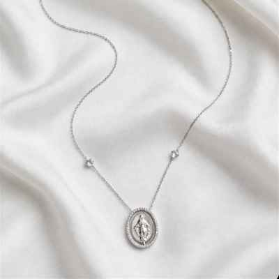 Collana Donna Madonna Miracolosa Reversibile in Argento 925 con Zirconi